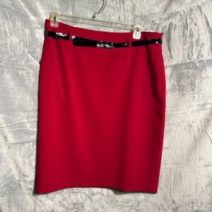 Black‎ label Evan picone skirt red with belt pencil midi length
